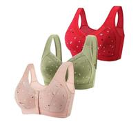 Cose arrapate per donne anziane, 2024, reggiseni in cotone con bottoni anteriori, comodi e pieni, schiena larga, reggiseni senza ferretto H E M Abbigliamento da donna, rosa intenso, 52