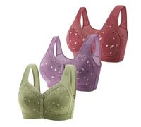 Cose arrapate per donne anziane, 2024, reggiseni in cotone con bottoni anteriori, comodi e pieni, schiena larga, reggiseni senza ferretto H E M Abbigliamento da donna, giallo., 52