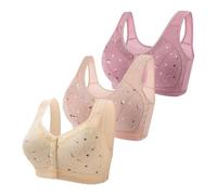 Cose arrapate per donne anziane, 2024, reggiseni in cotone con bottoni anteriori, comodi e pieni, schiena larga, reggiseni senza ferretto H E M Abbigliamento da donna, Blu marino, 52