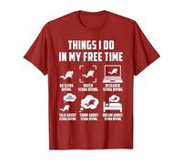 Cose Che Faccio nel Mio Tempo Libero Guarda Conversazione Pensa Immersioni subacquee Maglietta, Uomo, Mirtillo Rosso, 3XL