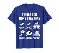 Cose Che Faccio nel Mio Tempo Libero Guarda Conversazione Pensa Immersioni subacquee Maglietta, Uomo, Blu Reale, L