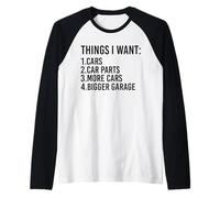 Cose Che Voglio Auto Parti e Garage Divertente Ragazzo Auto Maglia con Maniche Raglan