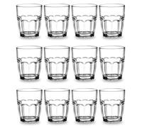 COSE DA CASA 12 Bicchieri Rock Bar Juice 20 cl in Vetro Temperato trasparenti Impilabili e Ultra Resistenti Ideali per Succhi Spremute e Bar Design classico Vintage Made in Italy