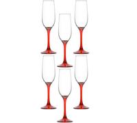 COSE DA CASA 6 Calice in vetro rosso fluite champagne per la tavola natalizia eleganti ottima idea regalo per natale cc 215