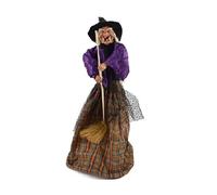 COSE DA CASA Befana con Scopa h 70 Porta Doni con Suoni e luci in Tessuto addobbi Decorazioni di Natale Halloween Pupazzo Bambola Statua