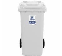 COSE DA CASA Bidone con ruote per rifiuti 120 LT pattumiera raccolta differenziata contenitore condominio ristoranti certificato UNI EN 840 (BIANCO)
