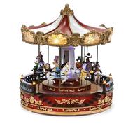 COSE DA CASA Giostra Natalizia con Luci Suoni e Movimenti Carosello Natalizio 34 cm x 30 cm con Cavalli, Leoni e Personaggi - Giostrina Circo di Natale a Corrente 220V Illuminata