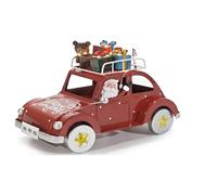 COSE DA CASA Macchina Natalizia retrò con Babbo Natale e Regali Rossa Auto Vintage in Metallo H CM 18 con Luci Decorazione Natalizia con Scritta Merry Christmas Ho Ho Ho