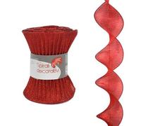 COSE DA CASA Nastro nastrino Onda Spirale Rosso per Decorazioni addobbi Albero di Natale Natalizi in Tessuto Moderno e Particolare Rotolo cm180