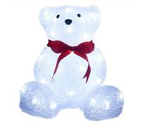 COSE DA CASA Orso Polare Luminoso con 40 LED alzato in cammino Natalizio Decorativo Sciarpa Rossa in acrilico Interno/Esterno allestimenti eventi decorazione giardino albero di natale