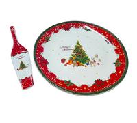 COSE DA CASA Piatto Natalizio per Dolci Panettone natale Torte con Paletta D 30 in Ceramica albero di natale idea regalo