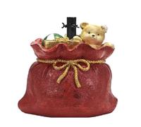 COSE DA CASA Sacco Piede per Albero di Natale Verde o innevato Piede Rosso Supporto con Orso Regali e Fiocco Decorazione Natalizia per Bambini Felici