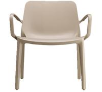 COSE DA CASA Sedia poltrona Lounge GINEVRA S-C-A-B Interno ed Esterno con braccioli tortora Impilabile in Tecnopolimero Rinforzato con Fibra di Vetro Made in Italy