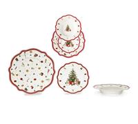 COSE DA CASA Servizio di Piatti natalizio per 6 Persone 18 pezzi in porcellana bordi smerlati decorazioni di natale per una tavola particolare ed elegante idea regalo