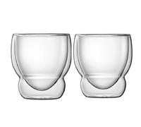 COSE DA CASA Set 2 Bicchieri Doppia Parete in Vetro Termiche per Tea Tisane e Cappuccino Resistenti 23 cl Impilabili Globo Accademia Lu-igi Bo-rmioli per Bevande Calde e Fredde