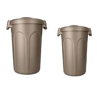 COSE DA CASA Set 2 Pattumiere Bidoni in Plastica Robusta 46L e 23L con Coperchio Ermetico a Clip Antiodore e Antirandagismo Colore tortora Metallizzato per Interno ed Esterno