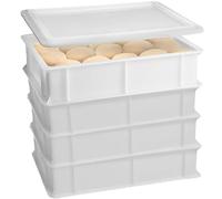 COSE DA CASA Set 4 Cassetta con Coperchio impasti palline Pizza Pane panette 30x40x13 per alimenti certificata certificata per alimenti litri 12 professionale impilabile sovrapponibile