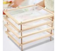 COSE DA CASA Set 4 Essiccatori impilabili sovrapponibili con telaio in legno e rete alimentare stendipasta per essiccare cibi alimenti pasta funghi verdure