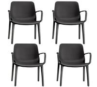 COSE DA CASA SET 4 poltrona con braccioli Sedia Lounge GINEVRA S-C-A-B Interno ed Esterno antracite Impilabile in Tecnopolimero Rinforzato con Fibra di Vetro Made in Italy