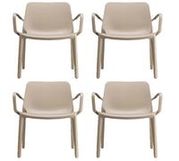 COSE DA CASA SET 4 poltrona con braccioli Sedia Lounge GINEVRA S-C-A-B Interno ed Esterno tortora Impilabile in Tecnopolimero Rinforzato con Fibra di Vetro Made in Italy