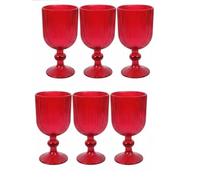 COSE DA CASA Set 6 Calici in Vetro Rosso 260ml Bicchieri Eleganti a Calice Ideali per Vino anche Acqua, Aperitivo -piede alto Design rigato Alta Qualità Occasioni Speciali