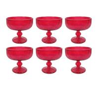 COSE DA CASA Set 6 Coppe Vetro Rosso con Piede 310 ml Coppette Gelato Macedonia Dolci Eleganti per una tavola di Natale Effetto rigato Eleganti per le Feste e Occasioni Speciali
