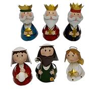 COSE DA CASA Set Natività Sacra Famiglia in Latta 6 Pezzi cm17 Maria con Bambinello Giuseppe Re Magi e Angelo presepe moderno