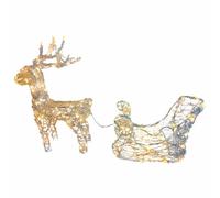 COSE DA CASA Slitta di Babbo Natale con Renna Illuminata 150 LED Bianco Caldo Decorazione Natalizia per Interno e Esterno ip44