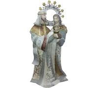 COSE DA CASA Statua Sacra Famiglia in Metallo Decorata a Mano Maria Giuseppe e Gesù Bambino Presepe Natalizio in blocco latta perlato Artigianale Decorazione Religiosa Dipinta alta cm 49 pezzo raro