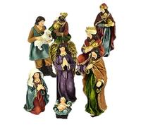 COSE DA CASA Statuine per Presepe Natività Completa 8 Pezzi Effetto Juta Altezza Max 20 cm Sacra Famiglia con Giuseppe maria bambinello Re Magi Angelo Pastore articolo religiono per il natale