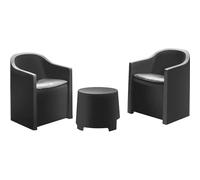 COSE DA CASA Tavolino e 2 poltrone sedia con cuscino in resina antracite Salotto per pub bar terrazzo giardino piscina