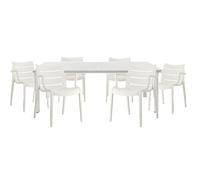 COSE DA CASA Tavolo S-c-a-b- PER 3 Estensibile max 220cm Grande 6 Sedie Sunset bianco lino Impilabili Arredo Design Moderno per Giardino piscina