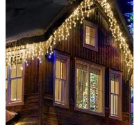 COSE DA CASA Tenda Luminosa 240 LED bianco caldo giallo 5 metri per Esterno prolungabile IP44 luminaria pioggia cascata di luci colorate a festa