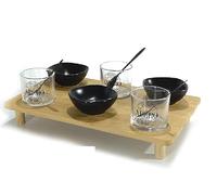 COSE DA CASA Vassoio per Antipasti in Legno con 3 Ciotole in Ceramica e 3 Bicchieri - Perfetto per Aperitivi e Cocktail!