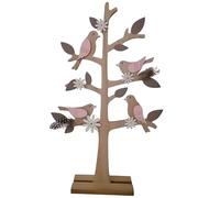 cosedacasa Albero di Pasqua in Legno con Uccelli Rosa Arancio Giallo e Verde Decorazioni pasquali per casa vetrina Negozio in Legno 43cm-Rosa