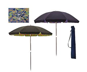 cosedacasa Ombrellone doppia tela da mare per spiaggia giardino d200 palo alluminio duplex antiruggine punta rinforzata sacca facile trasporto a tracolla-blu