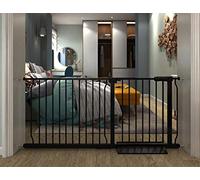 Cosend - Cancello di sicurezza per interni in metallo nero con grande pressione per il cancello per animali domestici lungo cancello di sicurezza per la casa porta scale (146-158 cm/146-158 cm, nero)