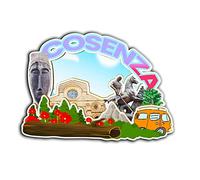 Cosenza Calabria Italia Calamita da frigorifero 3D in legno monumenti viaggio da collezione souvenir decorazione fatta a mano -2356