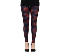 cosey - Leggings Colorati Stampati (Taglia Unica) - Design Griglia Rossa