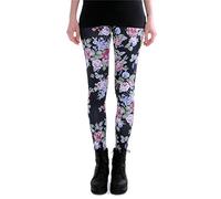 cosey - Leggings Colorati Stampati (Taglia Unica) - Design Rose Nero