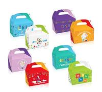 COSFAN 12 Pack scienza partito bomboniere scatole,Scienza pazza stampa partito trattare scatole, scienza festa di compleanno Candy Goodie Box