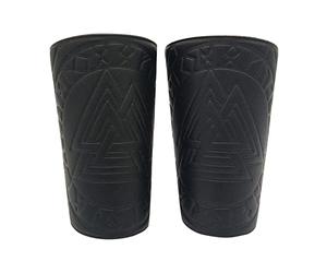 COSFAN Bracciali Vichinghi Odino Valknut Polsino Largo In Pelle Bracciali Medievali Bracciali Vichingo Armatura Bracciali Per Tiro Con l'Arco Braccialetto Con Guanto Di Protezione Avvolgente (Nero)