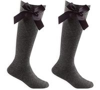 COSHAL® 2 paia di calze da scuola alte al ginocchio per ragazze calze di cotone nastri con fiocco per il ritorno a scuola calzini uniformi abbigliamento per feste calze calze per ragazze calze al