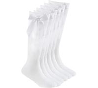 COSHAL® 3 paia di calzini alti al ginocchio per ragazze, calzini in cotone con fiocchi soffici, calzini per il rientro a scuola, uniformi, feste, calzini lunghi per ragazze con fiocco al ginocchio