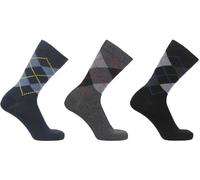 COSHAL® 3 paia di calzini da uomo, in cotone, classici, adatti per il lavoro, abbigliamento casual, traspiranti, durevoli, con motivo a rombi, morbidi, taglia 38-46, Argyle (3 paia), Taglia unica