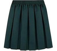 COSHAL® Gonne per divisa scolastica per ragazze - Gonne estive per bambine, abito formale con fondo elastico e vita arrotondata con pieghe, gonna stretch, Verde, 9-10 Anni