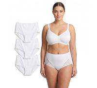 COSHAL® Maxi slip da donna con pizzo a vita alta in cotone traspirante romantico mutandine intimo intimo intimo da donna lingerie mutandine multipack 3, Bianco (confezione da 3), 44
