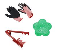 Coshar Set di 3 cesoie per potatura da giardino, strumento per rimuovere le spine di rose, strumento di rimozione delle foglie e guanti floreali per giardinaggio e composizione floreale