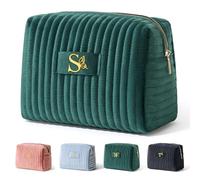 COSHAYSOO Borse cosmetiche trucco iniziale per le donne con decorazione farfalla, Verde foresta, S