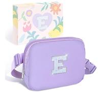 COSHAYSOO Marsupio a vita piccola con toppa con lettera iniziale, cinturino regolabile per donne, adolescenti, ragazze, corsa, viaggi, palestra, escursionismo, mini borsa a tracolla da viaggio, borsa